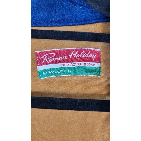 Vintage Roman Holiday By Weldon Mens Robe One Size gold and blue mad men - Picture 2 of 8